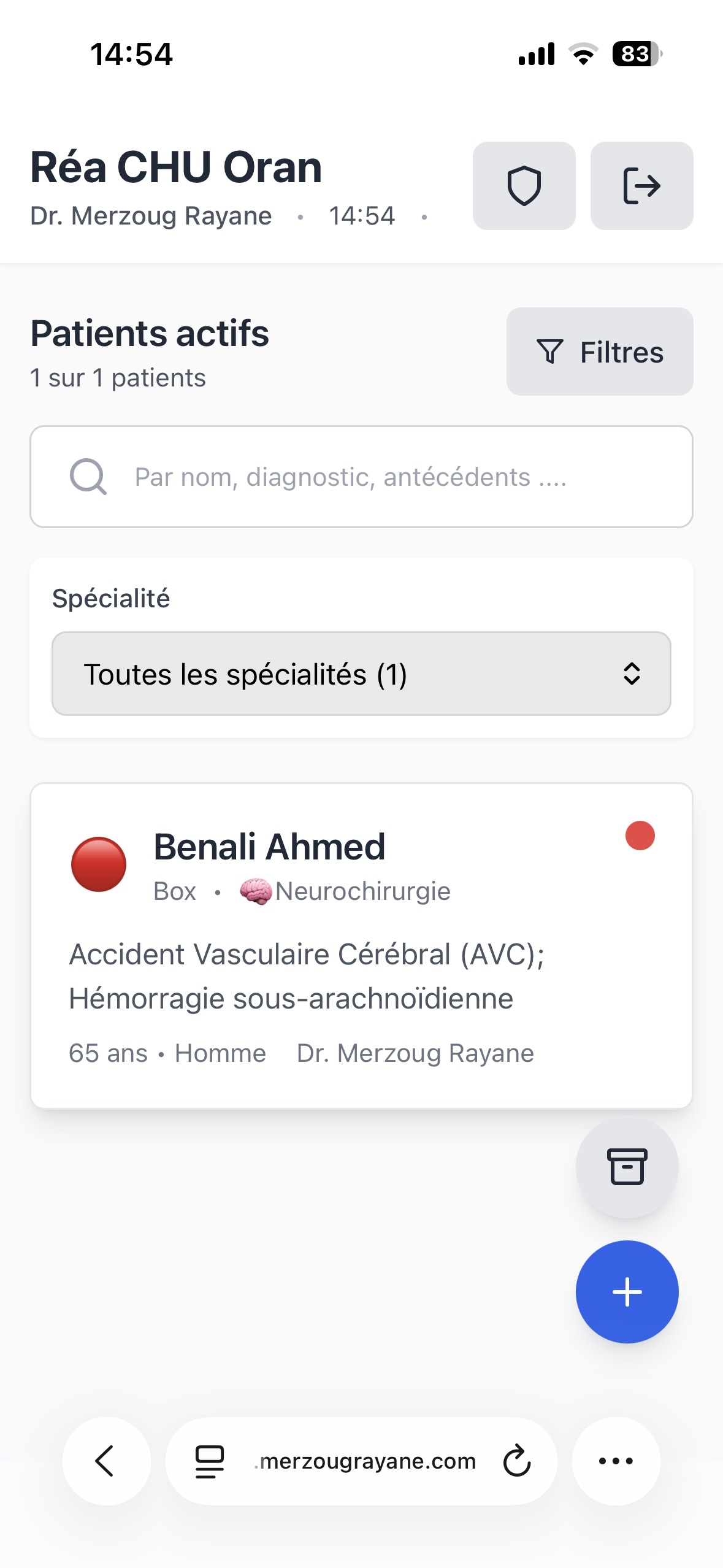 ICU Management System - Réanimation CHU Oran - Image 4