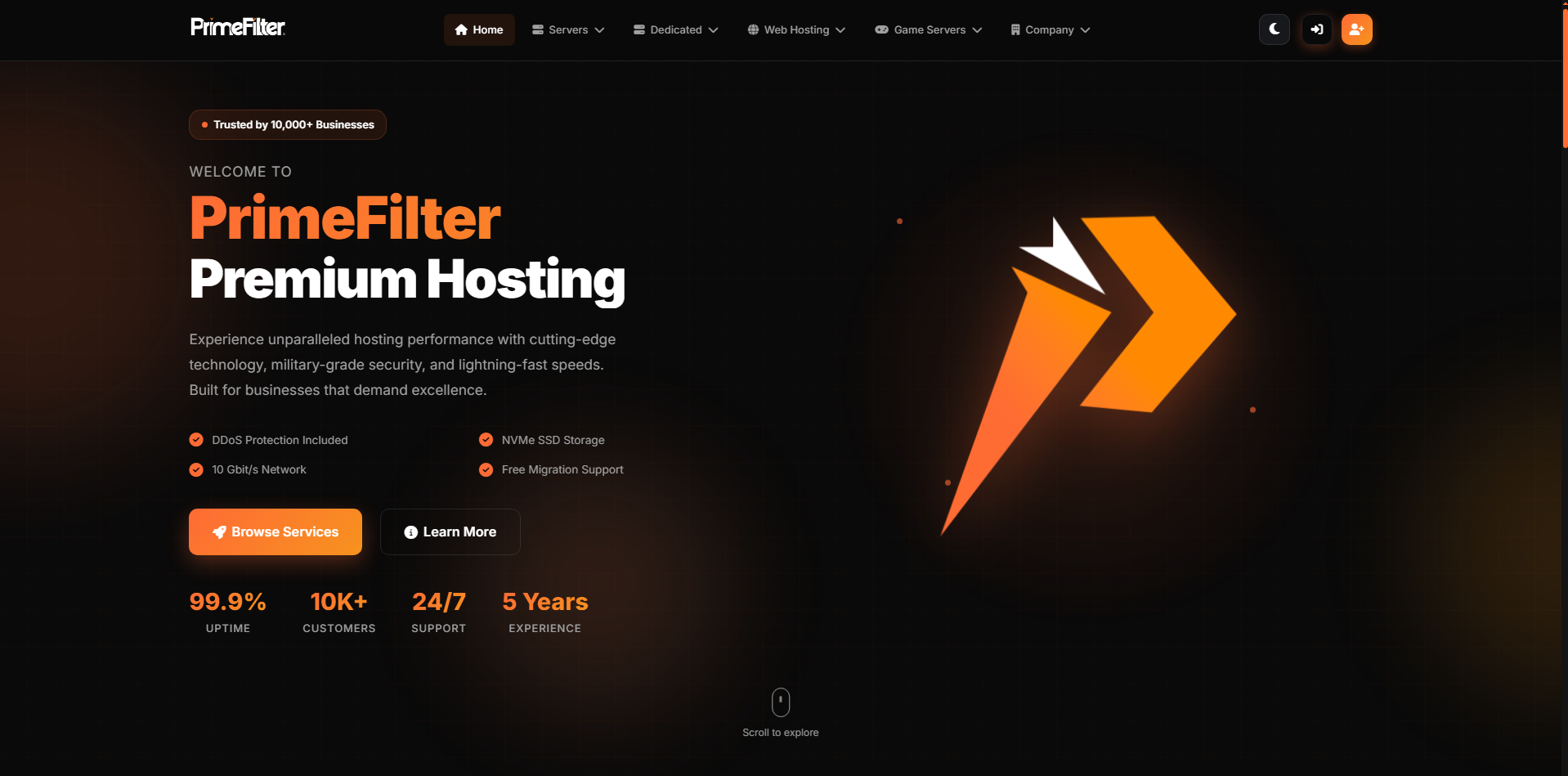 PrimeShield (PrimeFilter) Hosting Website