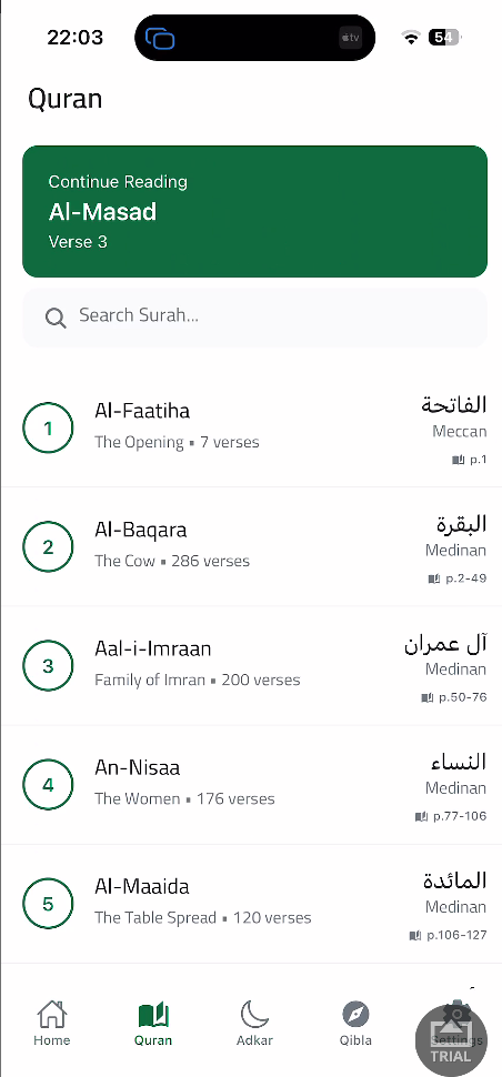 Adkar - Islamic Mobile App - Quran Reader