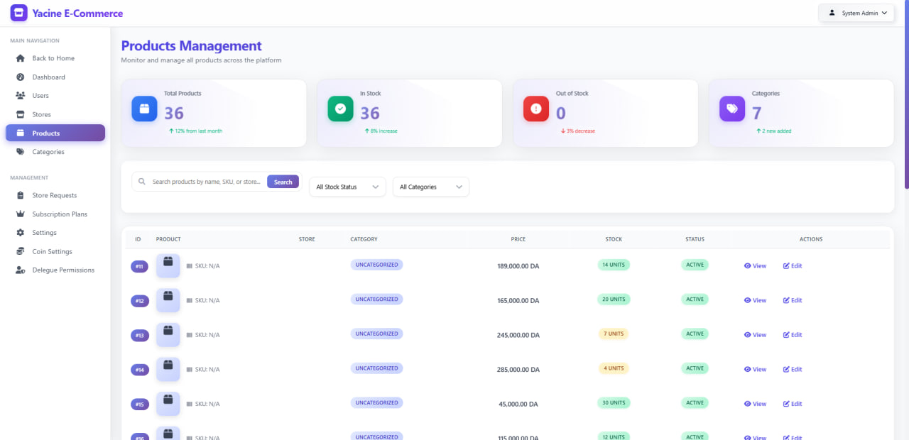 Smothy Commerce - Multi-Vendor E-Commerce Platform - Product Management - Advanced product administration panel