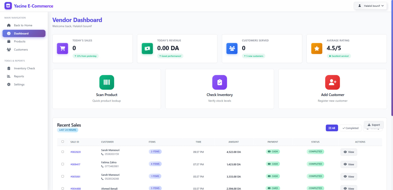 Smothy Commerce - Multi-Vendor E-Commerce Platform - Vendor Dashboard - Store management interface for sellers