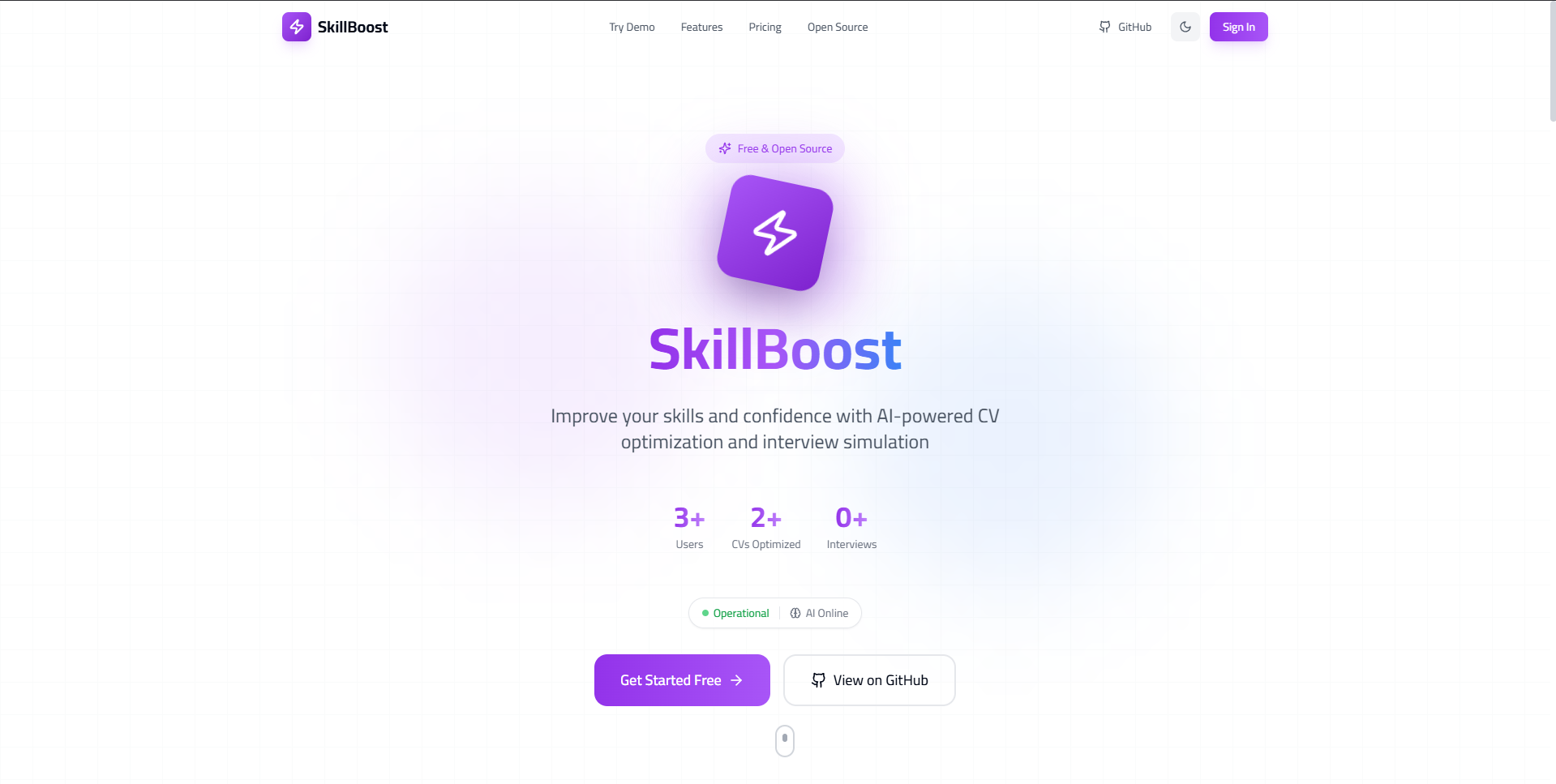 SkillBoost - AI-Powered Career Development Platform - Landing page with features overview (Light theme)