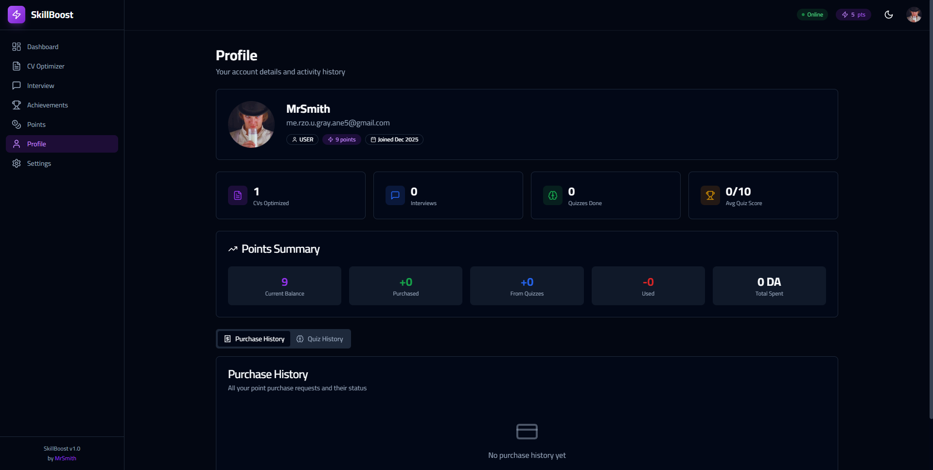 SkillBoost - AI-Powered Career Development Platform - User profile page