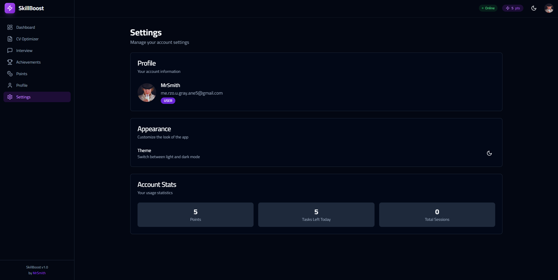 SkillBoost - AI-Powered Career Development Platform - Settings and preferences